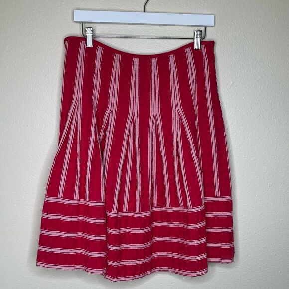 Talbots Hot Pink White Embroidered Pleated A Line Flare Side Zip Skirt Women 10 - Picture 12 of 12